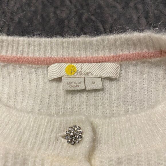 Boden Jewel Button Fluffy Cardigan Sweater Size Medium - Picture 5 of 6